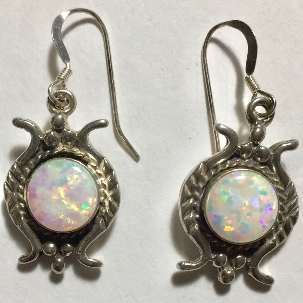 Opal & Sterling Silver Earrings